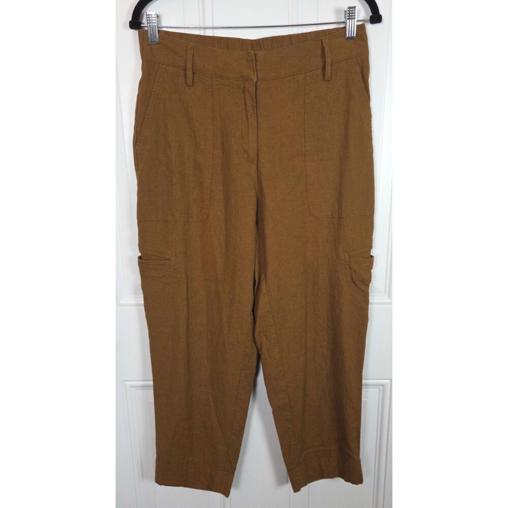 Rachel Zoe Linen Blend Cargo Ankle Pants Size 10 Granola Girl